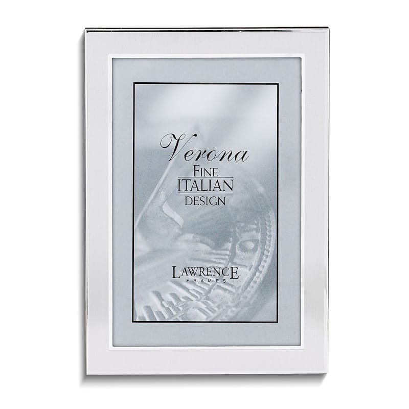 Curata Silver-Tone Brushed with Polished Edges 4x6 Metal Photo Frame
