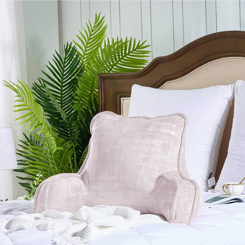 Textured Velvet Bedrest Reading Pillow Cover & Filling - Softpink