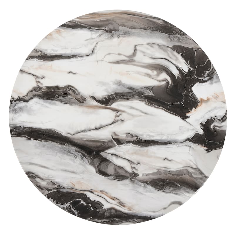 Roundhill Furniture Cavira 5-Piece Modern Dining Set, Round Faux Marble Dining Table with Four Chairs