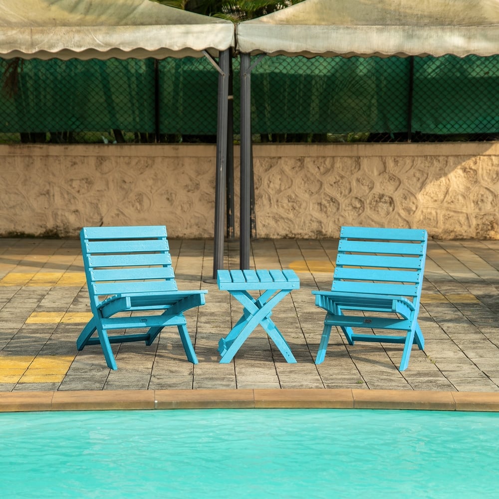 Grandcourt Quick Assembly All-Weather Outdoor Folding Patio Chair and Table Set - 3-piece