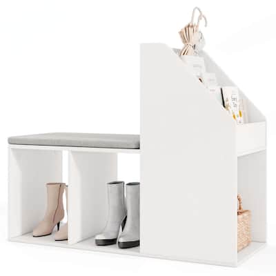 Costway Shoe Storage Bench with Removable Seat Cushion 3 Side Storage - See Details