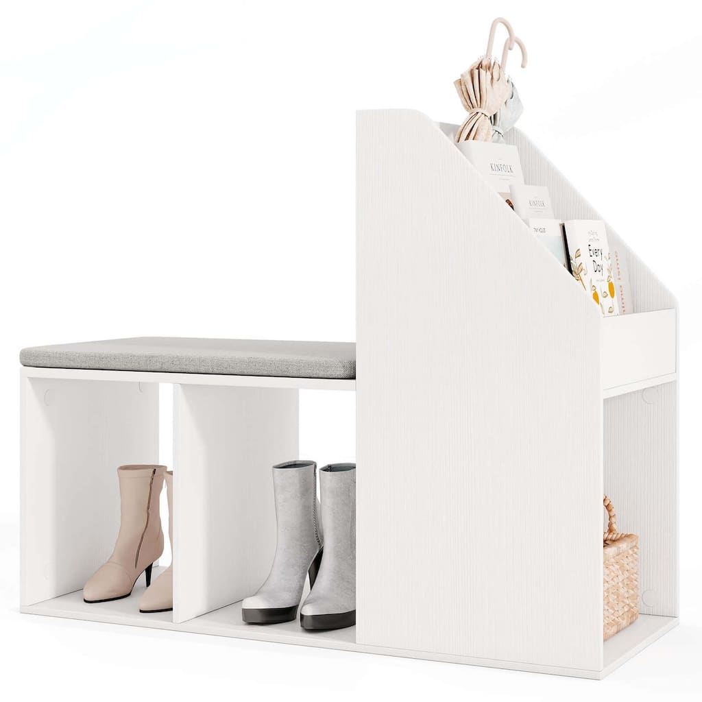 Costway Shoe Storage Bench with Removable Seat Cushion 3 Side Storage - See Details