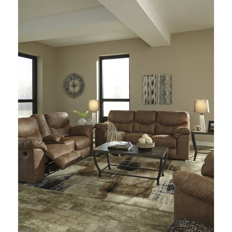 Signature Design by Ashley Boxberg Brown Reclining Loveseat with Console