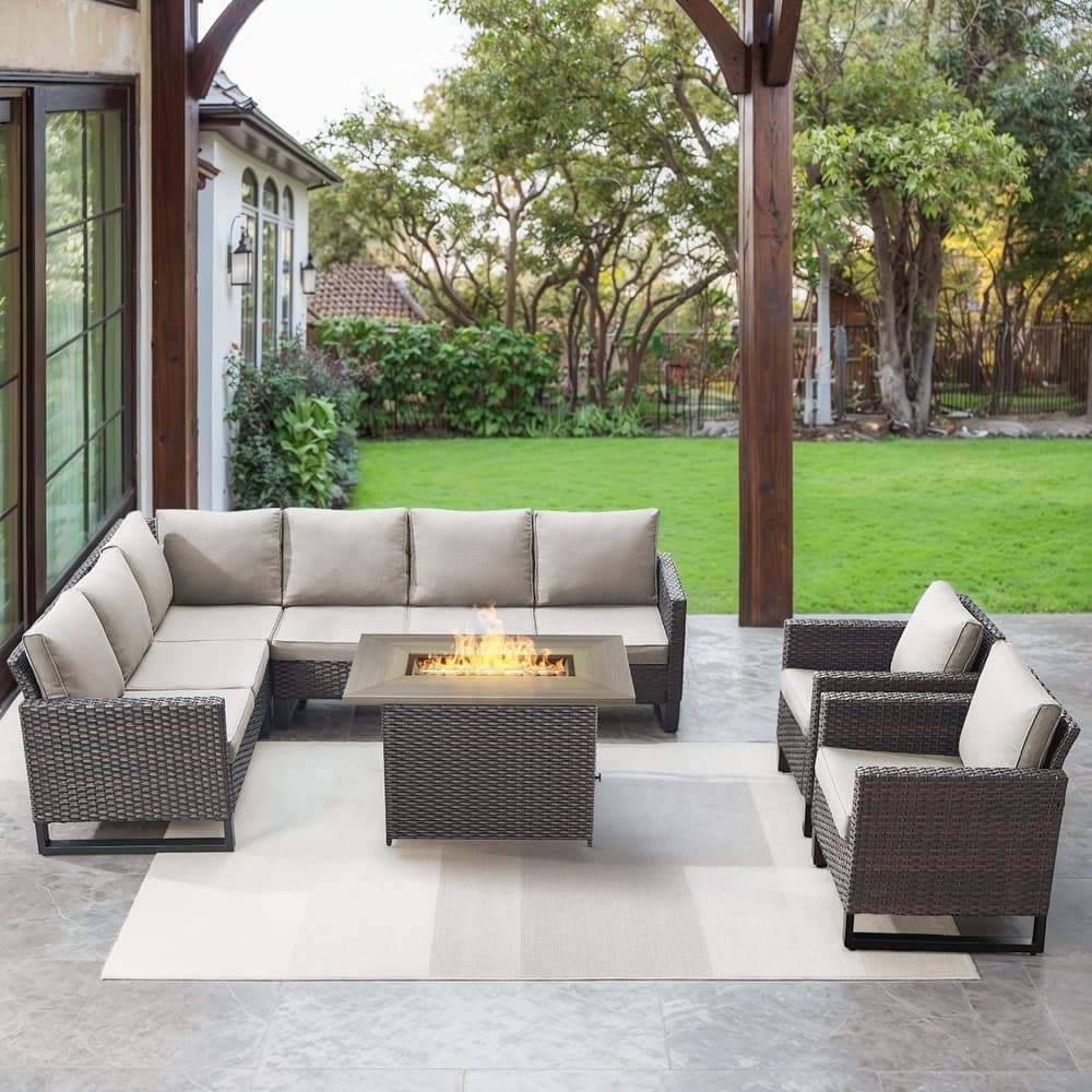 Gymojoy L-Shaped Outdoor Corner Sectional Sofa 6-seats Couch Conversation Set