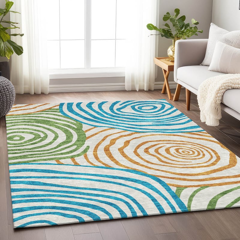 Premium Washable Super Soft Modern Mesmerize Mayfield Rug - White - 3' x 5' - Rectangle