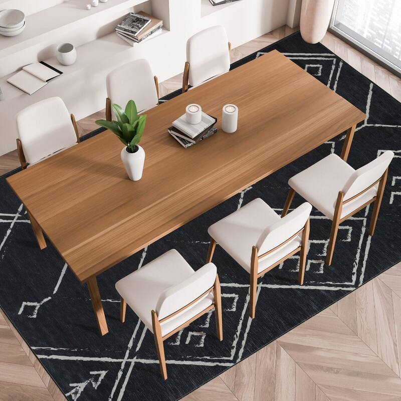 Machine Washable Area Rug With Non-Slip Backing - Stain Resistant - Eco-Friendly Aspen Tribal Moroccan Bohemian Design