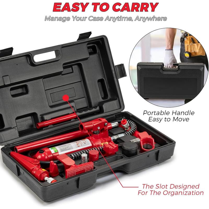Power Hydraulic Jack Kit, Auto Body Frame Repair Kit, Storage Case, Large Capacity