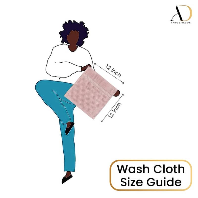 Pure Cotton 600 GSM Absorbent Washcloths 12x12 Inch by Ample Decor - 5 Pcs