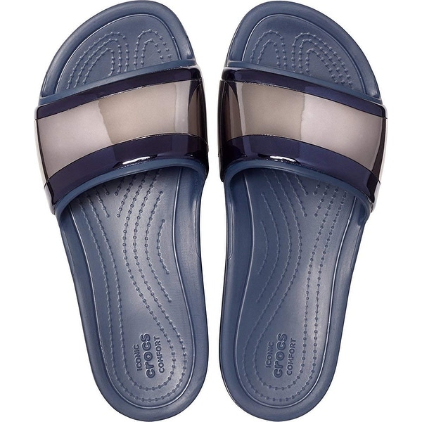 women's crocs sloane metalblock slide