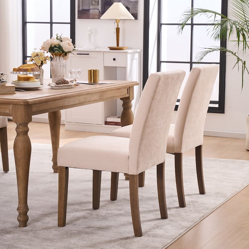 Boucle Fabric Upholstered Dining Chairs (Set of 2)