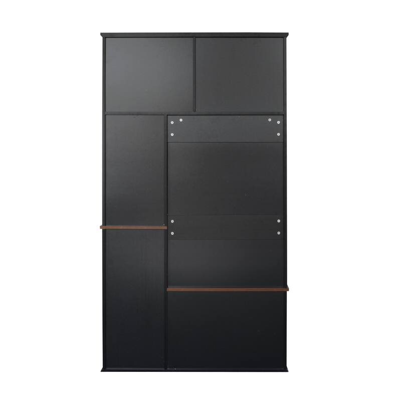 Roomfitters Modern Entryway Bench with Coat Rack, Hooks, Drawers and 3 Shelves, 40.2" Hall Tree