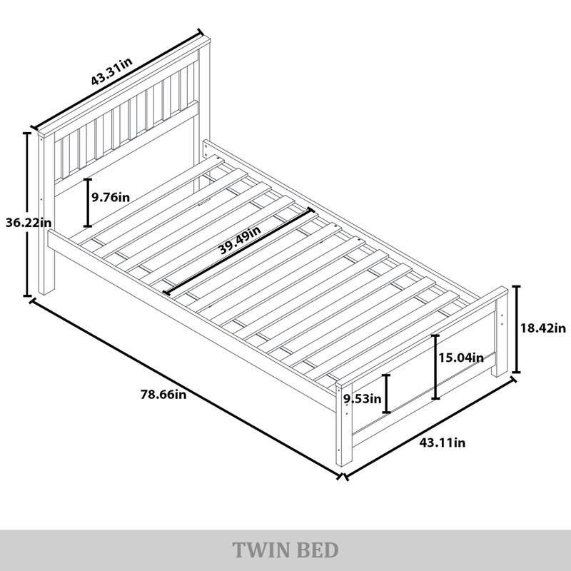 CraftPorch Classic Twin Platform Bed