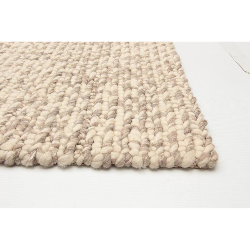 ECARPETGALLERY Braid weave Sienna Beige Wool Rug - 4'10 x 7'11