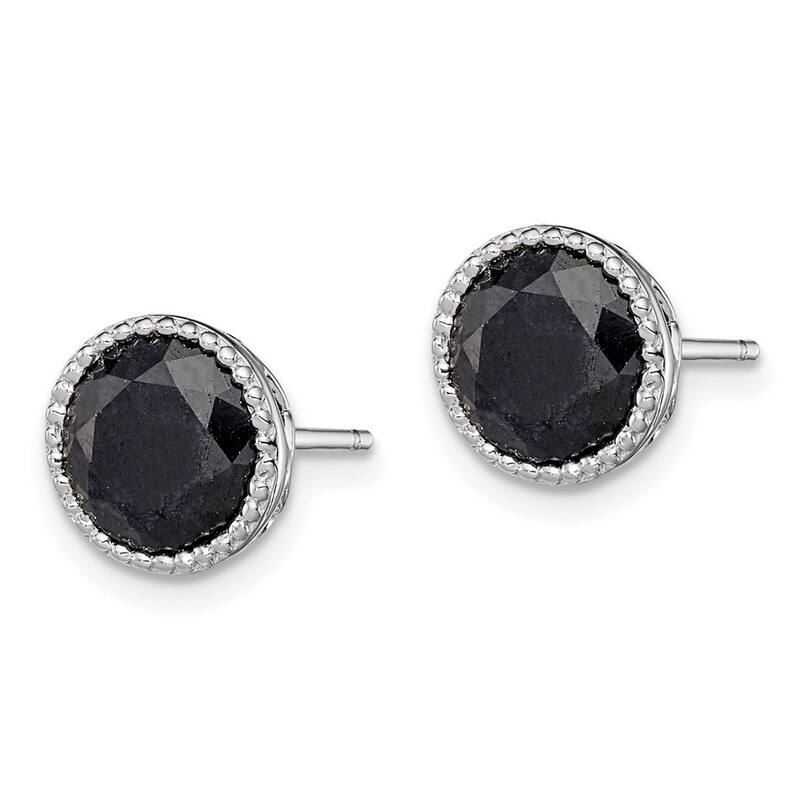 Curata 925 Sterling Silver Polished 10mm Black Sapphire Post Earrings