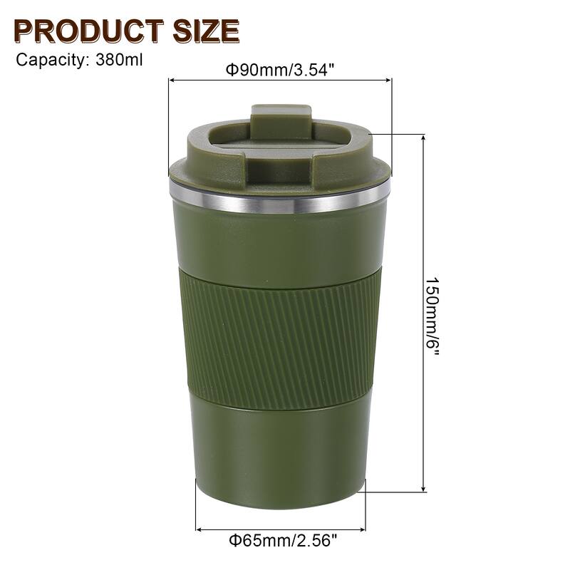 Insulated Travel Mug, 13 Oz Coffee Cup with Leakproof Lid - Green - 13 Oz