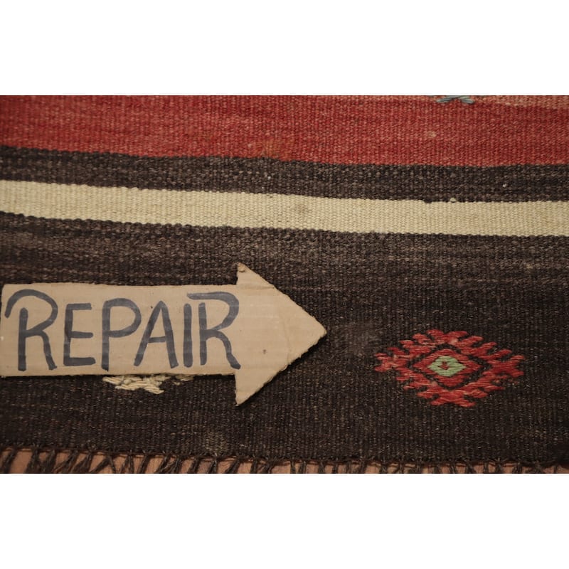 Hand Woven Oriental 100% Wool Carpet Southwestern Tribal Multi-Colored Kilim Area Rug - 10' 4'' X 5' 9''