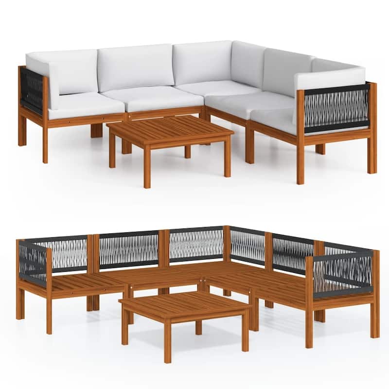 vidaXL Patio Lounge Set Outdoor Sectional Sofa with Cushions Solid Acacia Wood