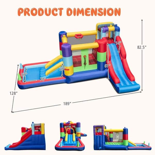 Inflatable Bounce House with 680W Blower and Ball Pit - Multi - 189" x 128" x 82.5" (L x W x H)