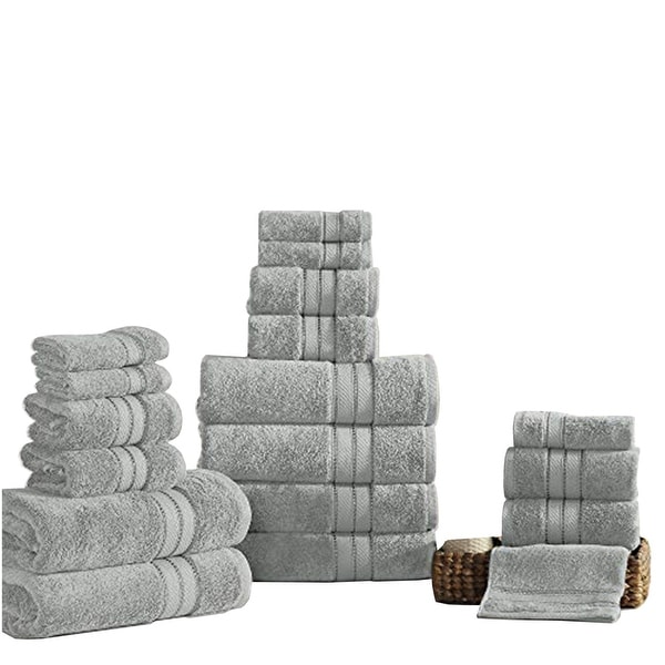 Bergamo 18 Piece Spun loft Towel Set with Striped Pattern The Urban Port, Gray. Opens flyout.