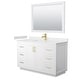 preview thumbnail 85 of 98, Miranda Single Vanity Set, Cultured Marble Top, 46-Inch Mirror 54-Inch Single - White, Gold Trim, Carrara Cultured Marble Top