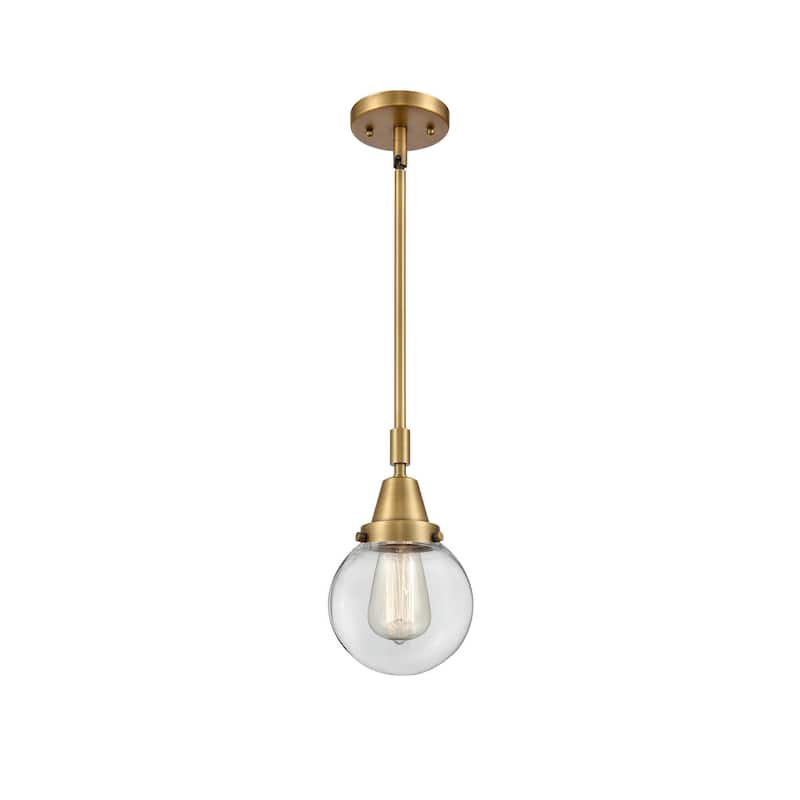 Innovations Lighting 447-1S-11-6 Beacon Pendant Beacon 6" Wide Mini - Brushed Brass / Clear