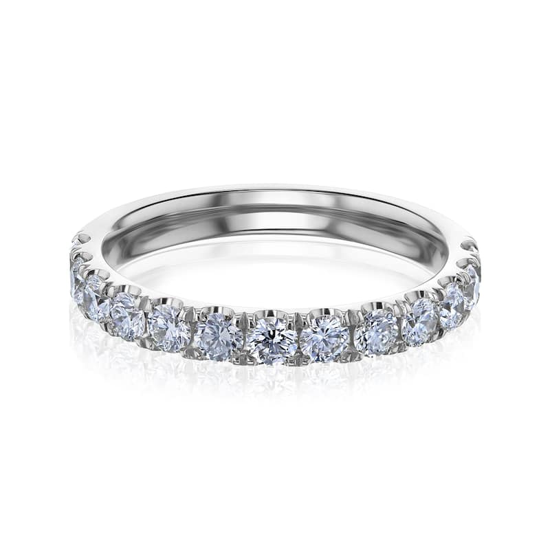 Kobelli 1 Carat Lab Grown Diamond 14k Solid Gold Ultra Comfort Half Eternity Florence Wedding Ring - White - 10