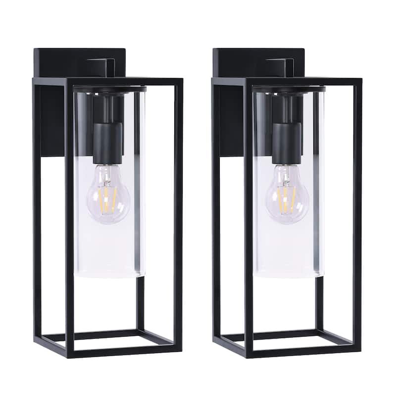 2-Pack Industrial Metal Outdoor Wall Lantern