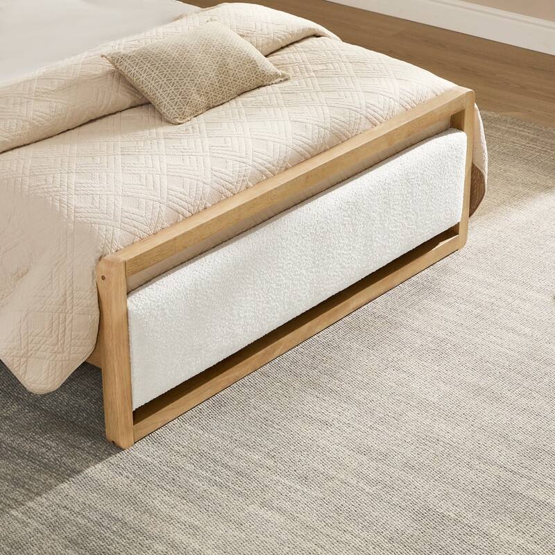 Modern Upholstered Platform Bed Frame with USB & Type-C Charging