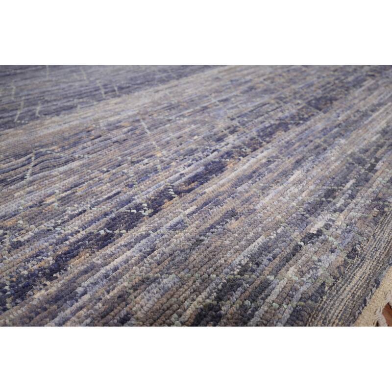 Blue Trellis Moroccan Area Rug Hand-Knotted Wool Carpet - 9'0"x 12'10"