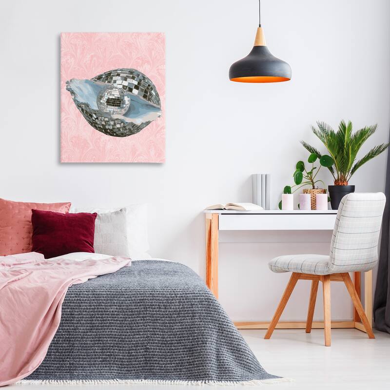Stupell Disco Oyster on Pink Canvas Wall Art Design By Lil' Rue