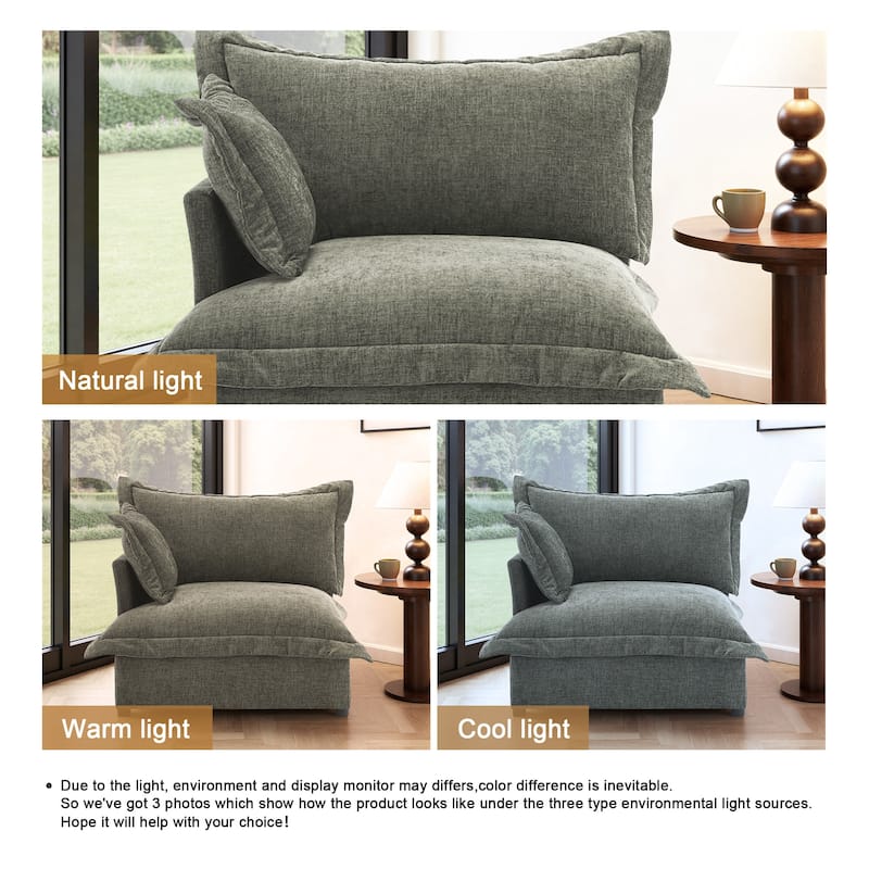 40"W Oversized Upholstered Chenille Comfy Cloud Corner Accent Chair