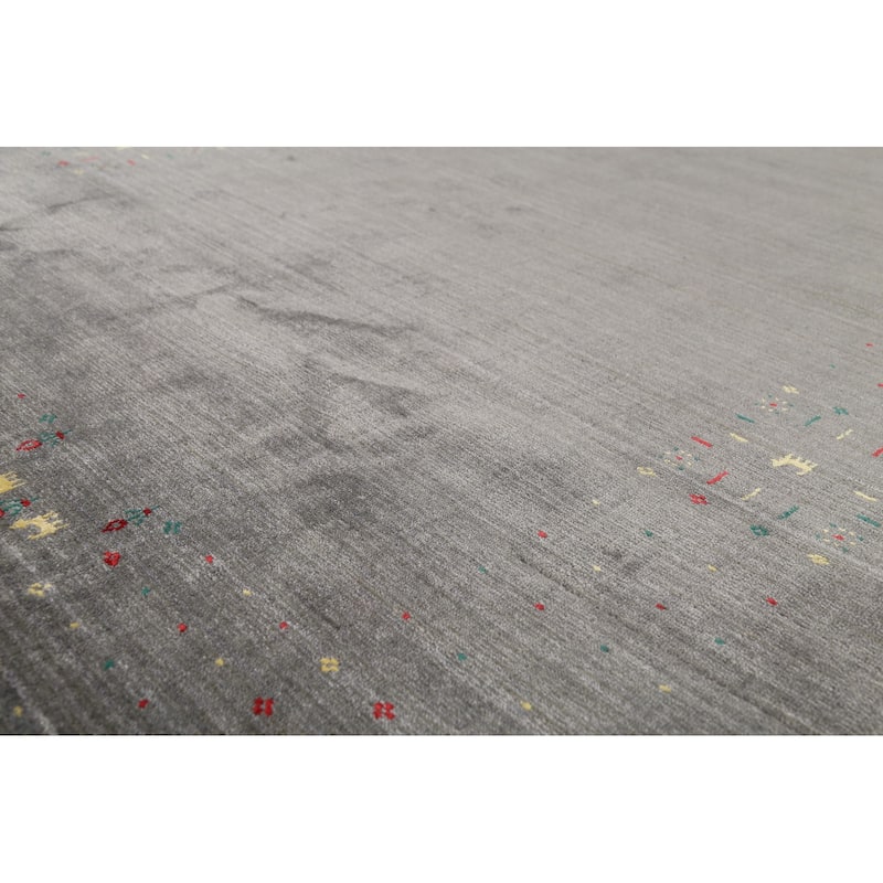 Tribal Gray Gabbeh Oriental Area Rug Hand-Knotted Wool Carpet - 6'1"x 8'6"