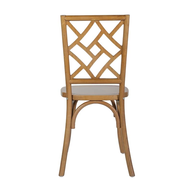 2PK Commercial Solid Wood Stackable Dining Chair with Intricate Back - 19.75"D x 17.25"W x 35.5"H