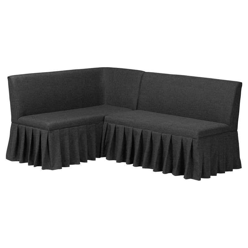 Bryna 2-Piece Fabric Upholstered Dining Nook Bench Set - Corner Kitchen Seating with Skirted Base, L-Shaped Nook, Beige