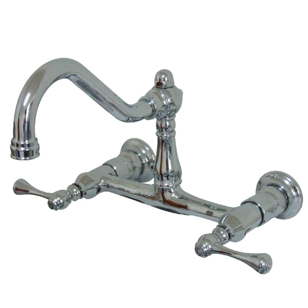 Vintage Two-Handle 2-Hole Wall Mount Bathroom Faucet