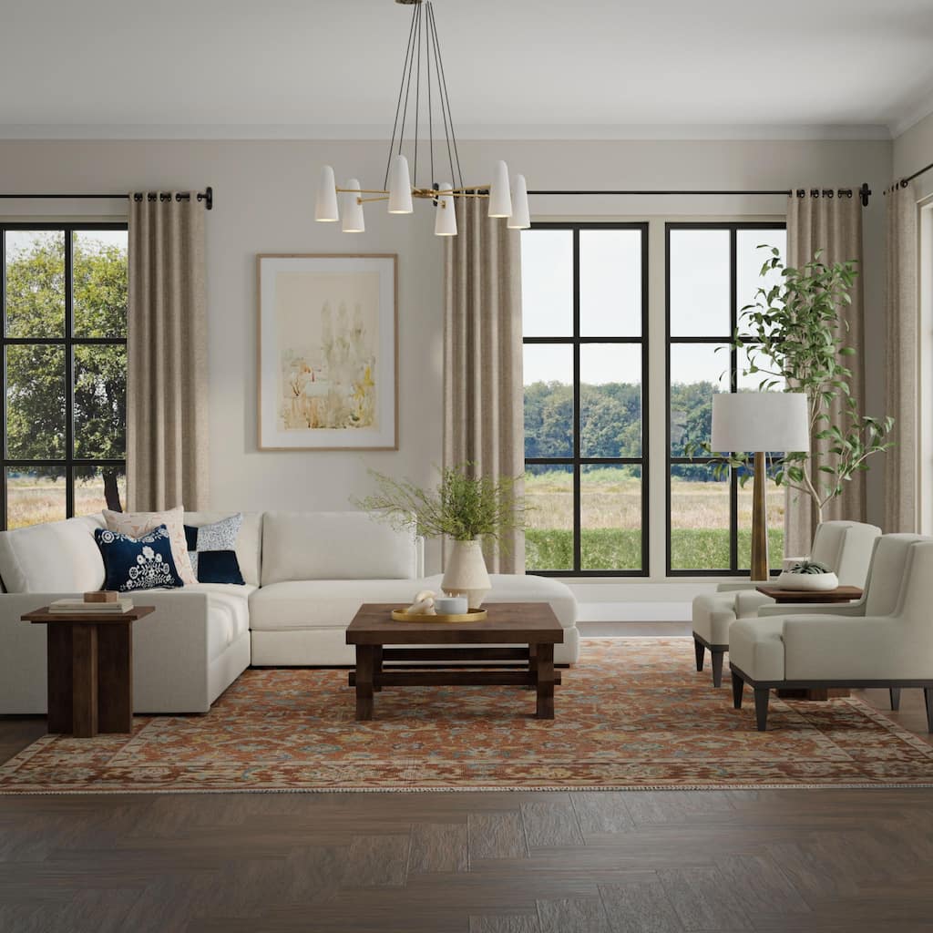 Alora Decor Traditional Hand-knotted Bordered Orange Rug