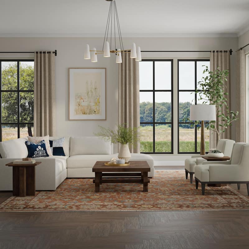 Alora Decor Traditional Hand-knotted Bordered Orange Rug