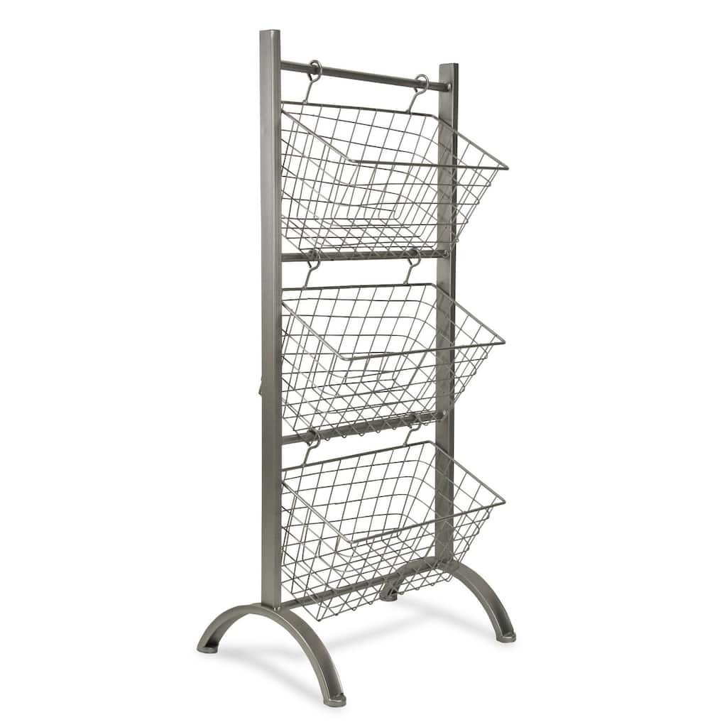 36" Silver Hand Crafted 3 Tier Storage Wire Rack
