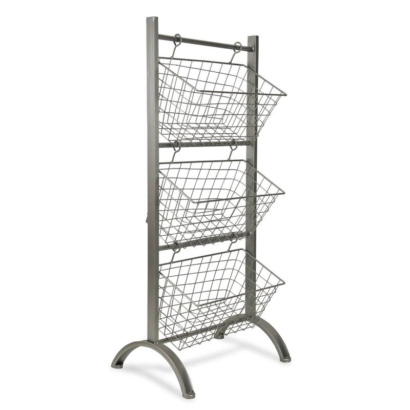 36" Silver Hand Crafted 3 Tier Storage Wire Rack