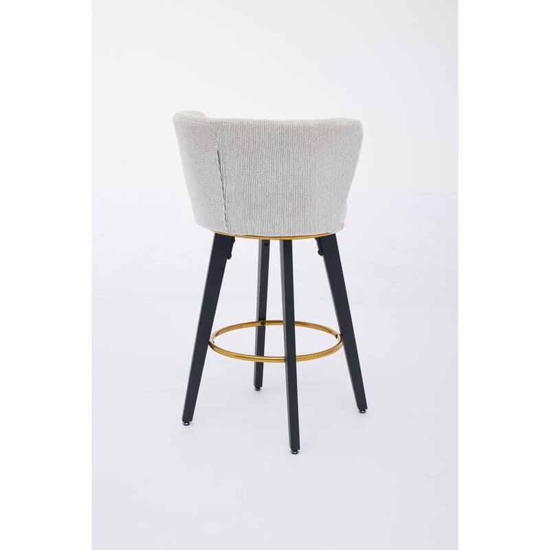 Counter Height Bar Stools Set of 2, 360°Swivel Upholstered Barstools with Backs and Metal Legs, 26" H Seat Height