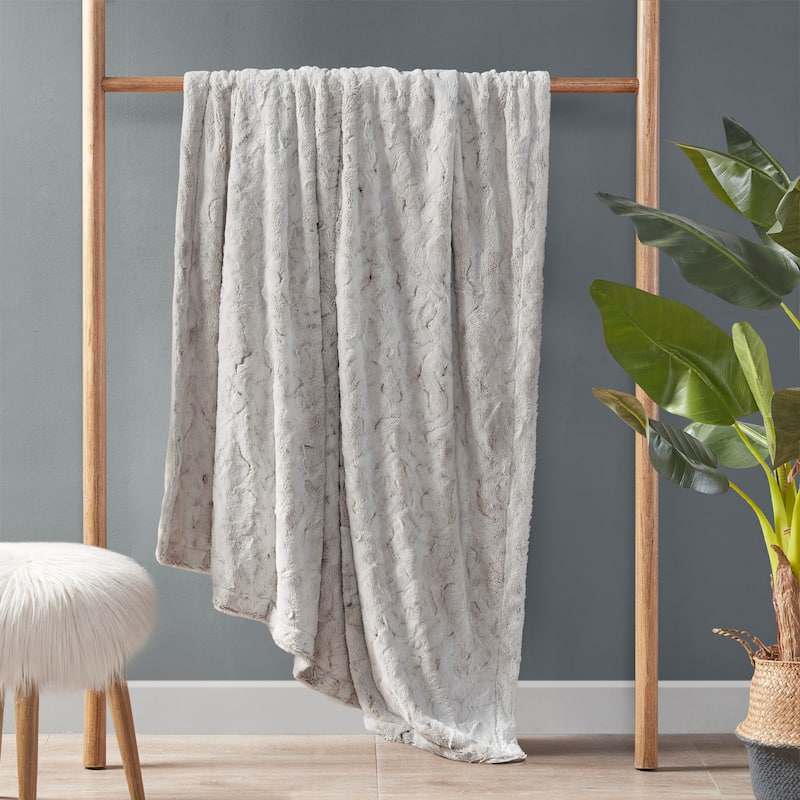 1PC 50x60" Faux Fur Throw Blanket with Mink Back Soft Reversible Machine Washable