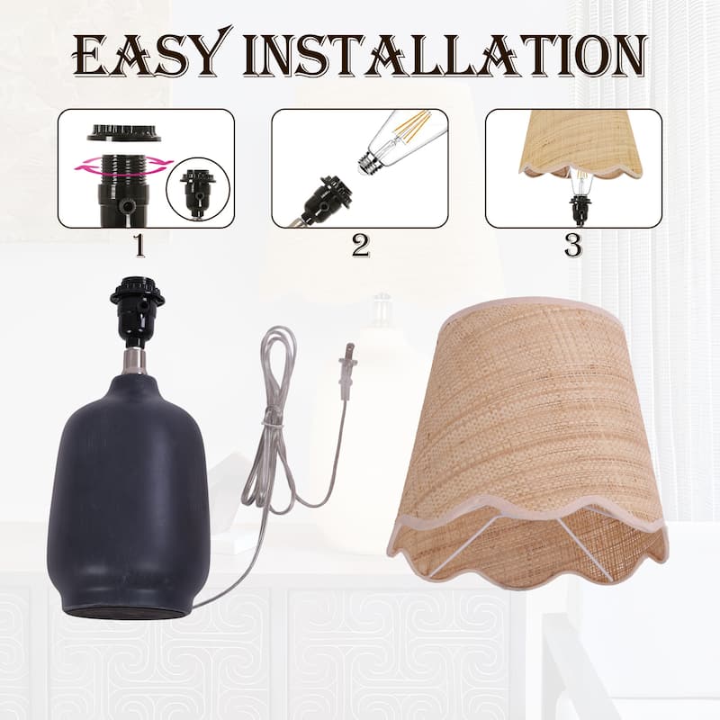 18.9" Ceramic LED Table Lamp, Living Room Lamps For End Tables