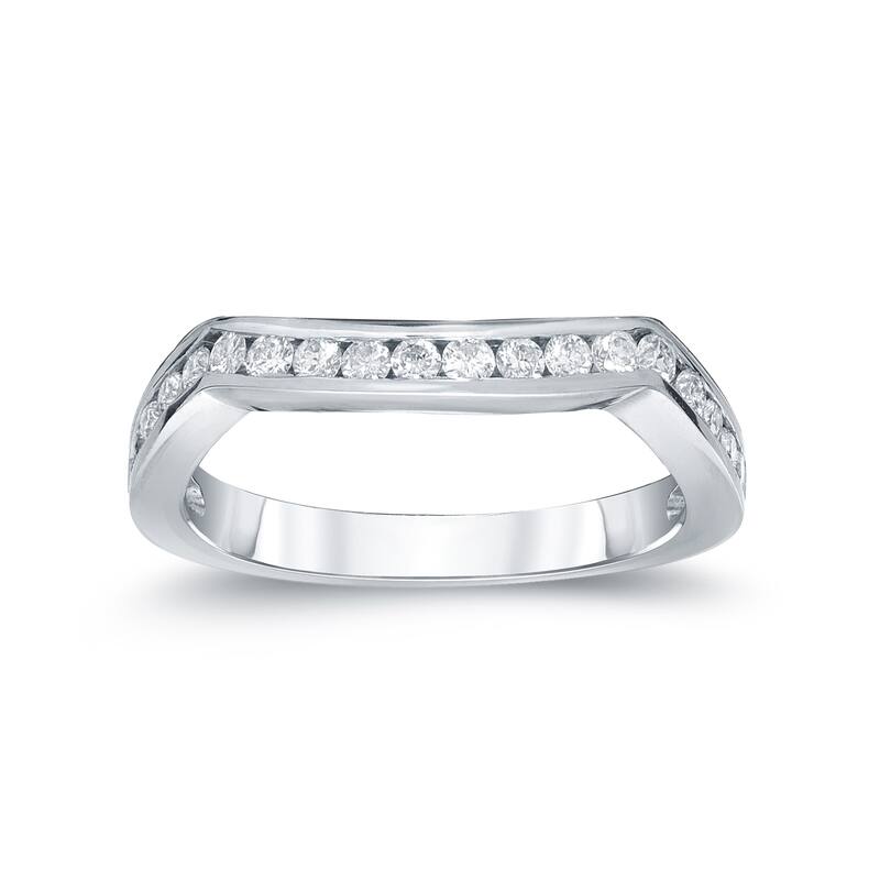 Auriya 14k Gold 3/8ct TDW 19-Stone Diamond Wedding Band - 4.5 - White
