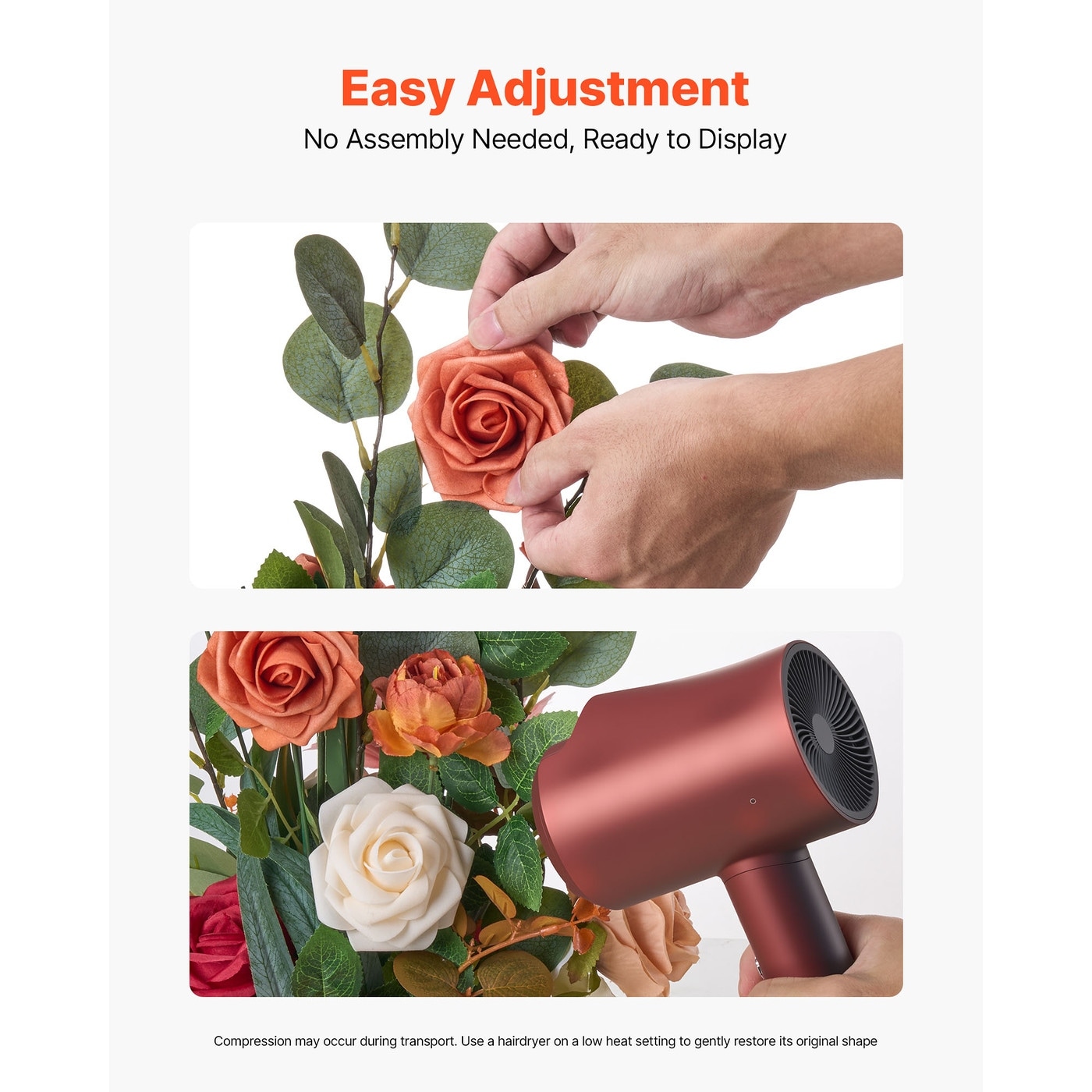 Freestanding Flower Arrangements Orange Floral Centerpieces 4 Pcs - 10