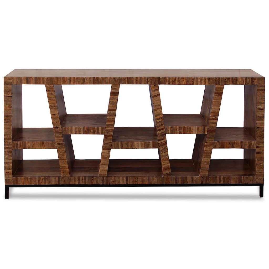 Harp & Finial Leeds Dark Walnut with Iron Base Bookcase