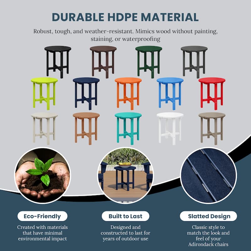Polytrends Altura Eco-friendly All Weather Round 18" Side Table