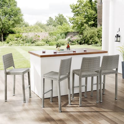 Corvus Plymouth Outdoor Modern Patio Aluminum Wicker Bar Stools (Set of 4)