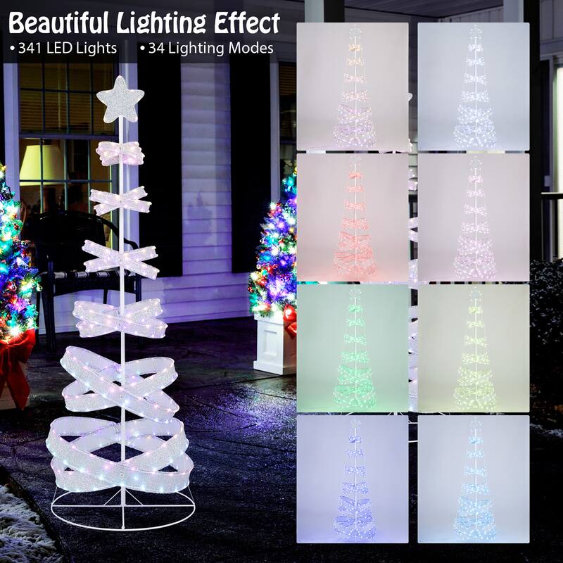 Gymax Pre-lit Spiral Christmas Tree Light Up Artificial Tree w/ 341