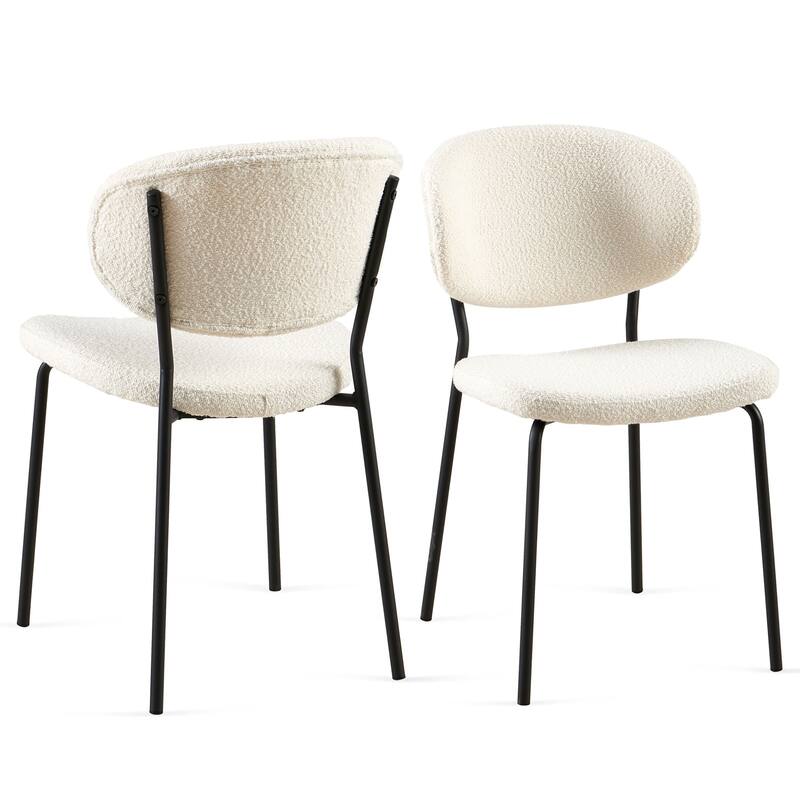 Modern 2 Piece Fabric Kitchen Dining Chair with Backrest, Cushioned, Metal Legs for Dining Room Kitchen Living Room Bedroom