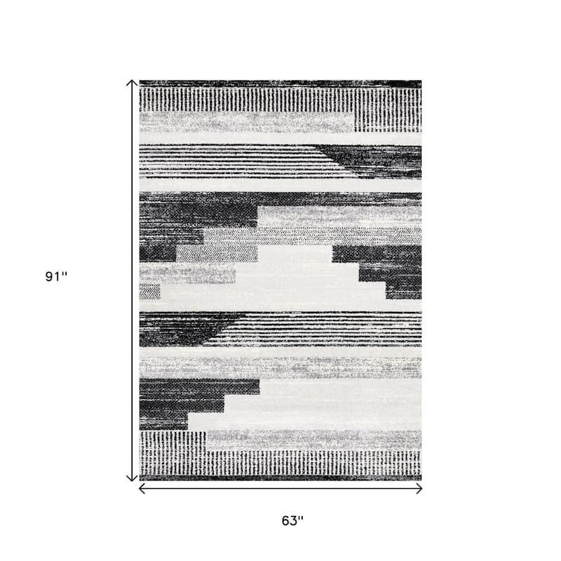 HomeRoots Striped Modern Rectangle Area Rug - 5' X 8'